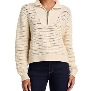 Marine Layer - Cream Women's Sweater with Half-Zip Size M